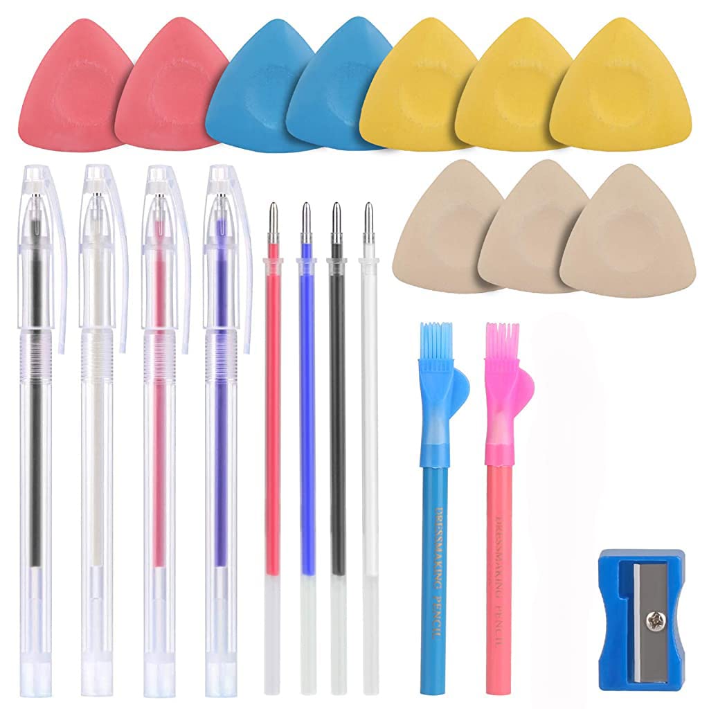 HASTHIP 10 Pcs of Color Tailor Chalk, 2 Sewing Fabric Pencils with Brush and Tailoring Tool Set with 4 Erasable Fabric Marking Pens with 4 Refills, DIY Supplies HASTHIP 10 Pcs of Color Tailor Chalk, 2 Sewing Fabric Pencils with Brush and Tailoring Tool Set with 4 Erasable Fabric Marking Pens with 4 Refills, DIY Supplies